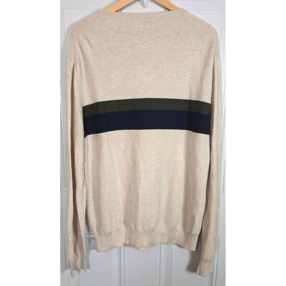 J. Crew Mens Striped Garter Stitch Cotton Sweater Size XL